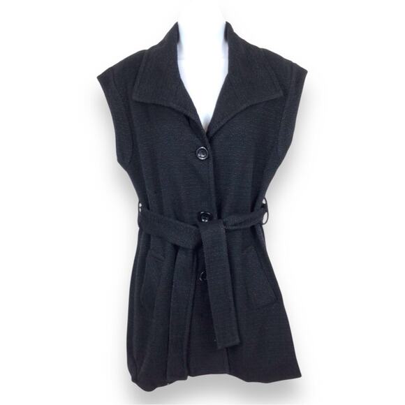 TRINA TURK Black Tweed Belted Vest Blazer size XS - Picture 2 of 6